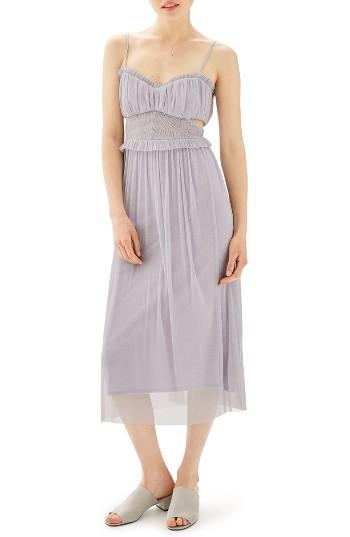Women's Topshop Side Cutout Tulle Midi Dress