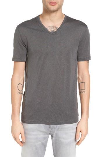 Men's John Varvatos Collection Pintuck Detail V-neck T-shirt - Grey