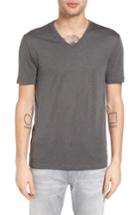 Men's John Varvatos Collection Pintuck Detail V-neck T-shirt - Grey