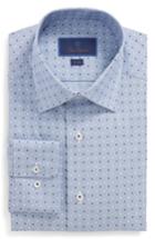 Men's David Donahue Slim Fit Dot Dress Shirt .5 - 34/35 - Blue
