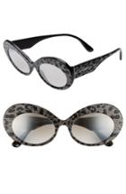 Women's Dolce & Gabbana 55mm Gradient Oval Sunglasses - Black Leopard Gradient Mirror