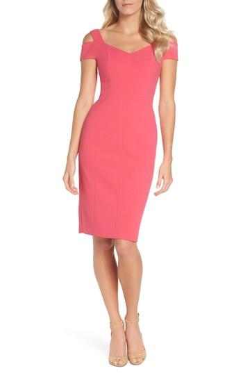 Women's Eliza J Cold Shoulder Crepe Sheath Dress - Pink