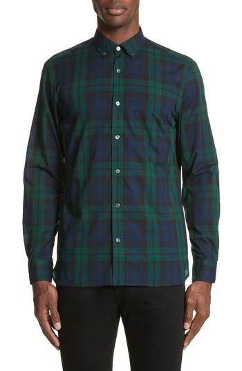 Men's Burberry Salwick Tartan Plaid Sport Shirt - Blue