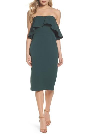 Women's Chelsea28 Ruffle Stretch Crepe Sheath Dress - Green