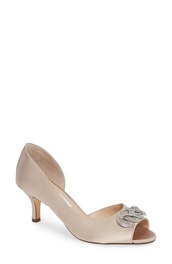 Women's Nina Madolyn Embellished Open Toe Pump M - Brown