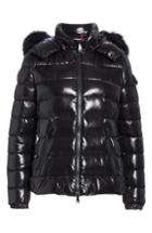 Women's Moncler Badyfur Down Puffer Jacket With Detachable Genuine Fox Fur Trim - Black