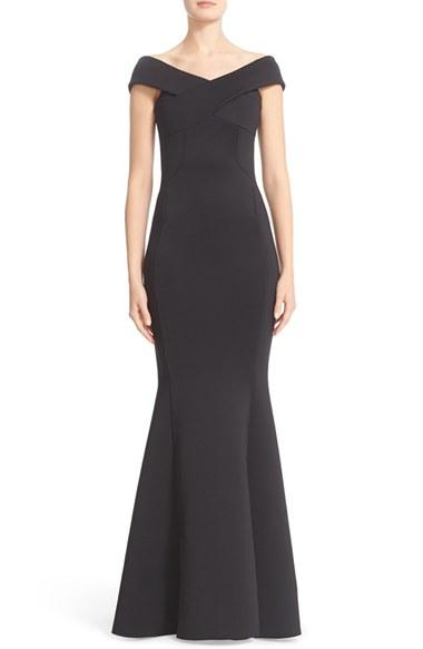 Women's Rachel Gilbert Off The Shoulder Neoprene Mermaid Gown