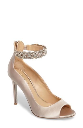 Women's Jewel Badgley Mischka Alanis Embellished Ankle Strap Pump M - Metallic