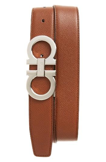 Men's Salvatore Ferragamo Reversible Leather Belt - Radica/ Black