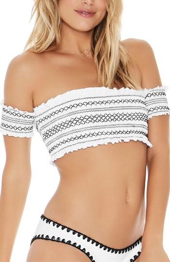 Women's L Space Adrianna Smocked Bikini Top - White