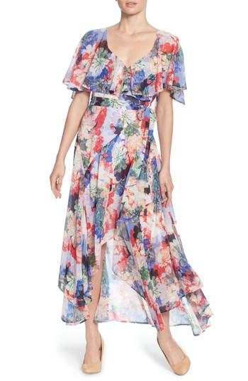 Women's Catherine Catherine Malandrino Jos Floral Capelet Wrap Dress - Purple