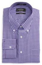 Men's Nordstrom Men's Shop Classic Fit Non-iron Gingham Dress Shirt .5 - 36 - Purple (online Only)