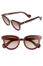 Women's Moncler 48mm Cat Eye Sunglasses - Crystal/ Burgundy/ Rose