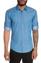 Men's Boss Reid Denim Sport Shirt, Size - Blue/green