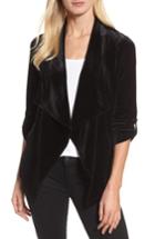 Women's Chaus Velvet Drape Front Jacket - Black