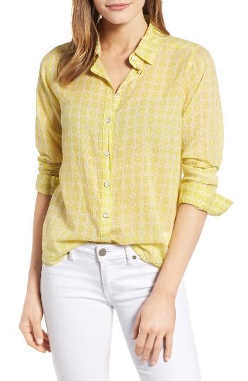 Women's Velvet By Graham & Spencer Print Cotton Shirt - Yellow