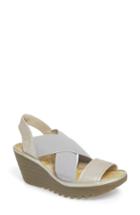 Women's Fly London Yaji Cross Wedge Sandal .5-8us / 38eu - Metallic