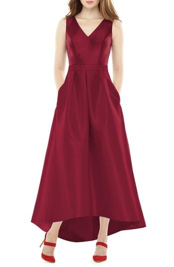 Women's Alfred Sung High/low Sateen Twill Gown - Red