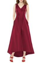 Women's Alfred Sung High/low Sateen Twill Gown - Red
