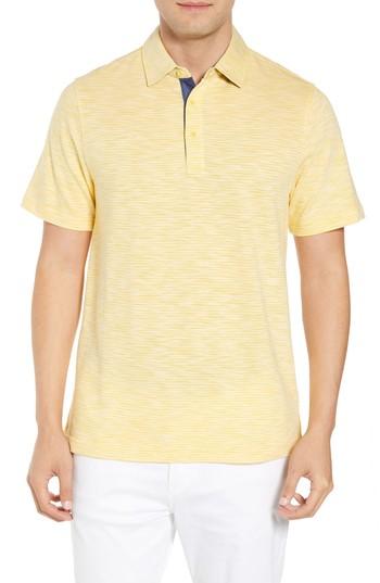 Men's Bugatchi Marled Stripe Polo - Yellow