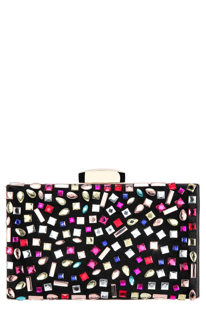 Nina Rainbow Glitter Minaudiere - Black
