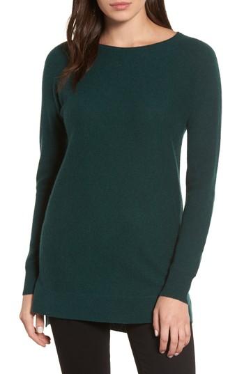 Women's Halogen High/low Wool & Cashmere Tunic Sweater, Size - Green