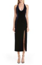 Women's Galvan Ellipse Side Slit Velvet Halter Dress Us / 36 Fr - Blue