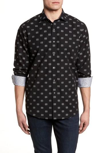 Men's Bugatchi Classic Fit Spaced Out Sport Shirt - Black