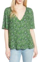 Women's Hinge Button Front V-neck Top - Green