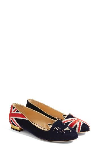 Women's Charlotte Olympia Great Britain Kitty Flat Eu - Black