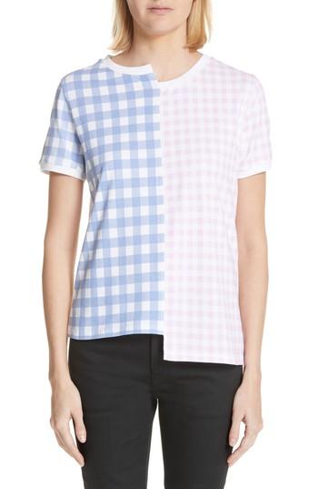 Women's Loewe Gingham Patchwork Logo Tee - White