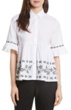 Women's Kate Spade New York Embroidered Ruffle Shirt - White