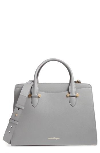 Salvatore Ferragamo Small Today Leather Satchel - Grey