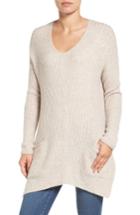 Women's Caslon Long Shark Bite Hem Sweater, Size - Beige