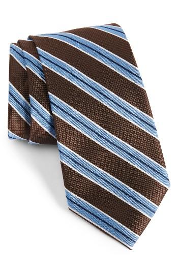 Men's Nordstrom Men's Shop Classic Stripe Silk Tie, Size - Brown