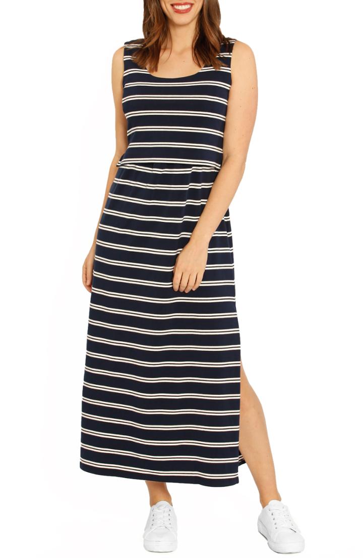 Women's Angel Maternity Busy Mama Maternity/nursing Maxi Dress, Size - Blue