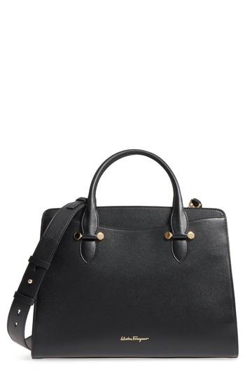 Salvatore Ferragamo Large Leather Satchel - Black