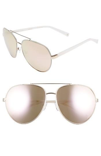 Women's Kendall + Kylie 61mm Aviator Sunglasses - Shiny Rose Gold/ Cream