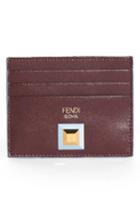 Fendi Rainbow Stud Leather Card Case - Red