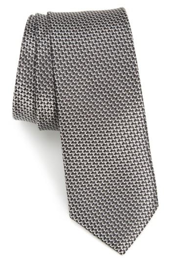 Men's Nordstrom Men's Shop Iris Solid Silk Skinny Tie, Size - Black