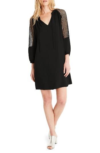 Women's Michael Stars Mesh Inset Peasant Dress - Black