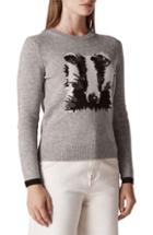 Women's Whistles Badger Intarsia Wool Blend Sweater Us / 6 Uk - Grey