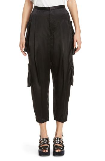 Women's Toga Pleated Satin Crop Pants Us / 40 Fr - Black