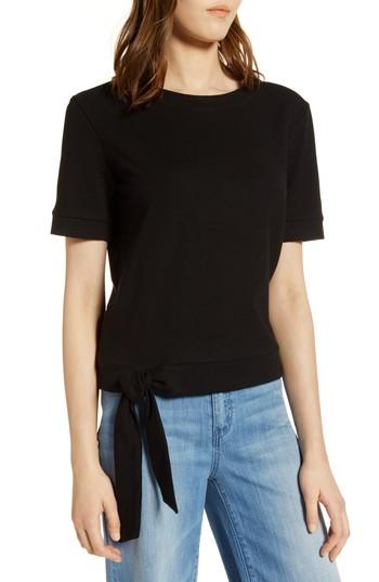 Women's Halogen Side Tie Knit Top - Black