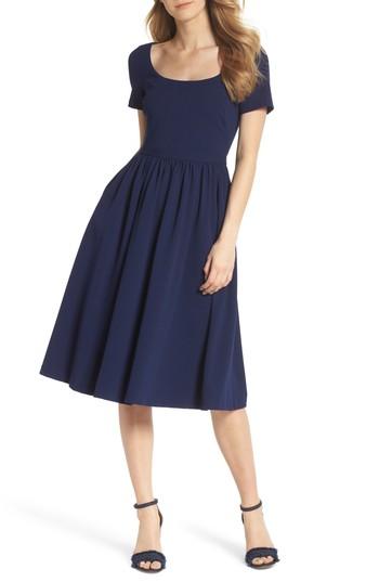 Women's Gal Meets Glam Collection Annie Scuba Crepe Fit & Flare Dress - Blue
