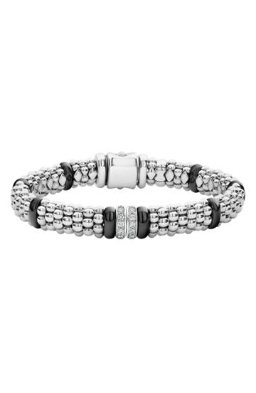 Women's Lagos Black Caviar Diamond 2-link Bracelet