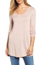 Petite Women's Halogen Long Sleeve Lightweight Tunic, Size P - Pink