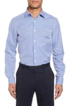 Men's Duchamp Trim Fit Dot Dress Shirt - 32/33 - Blue