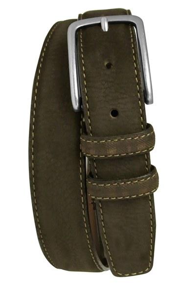 Men's Boconi 'tyler' Double Stitched Suede Belt - Brown