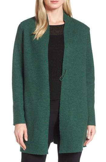Petite Women's Eileen Fisher Boiled Wool Jacket, Size P - Green